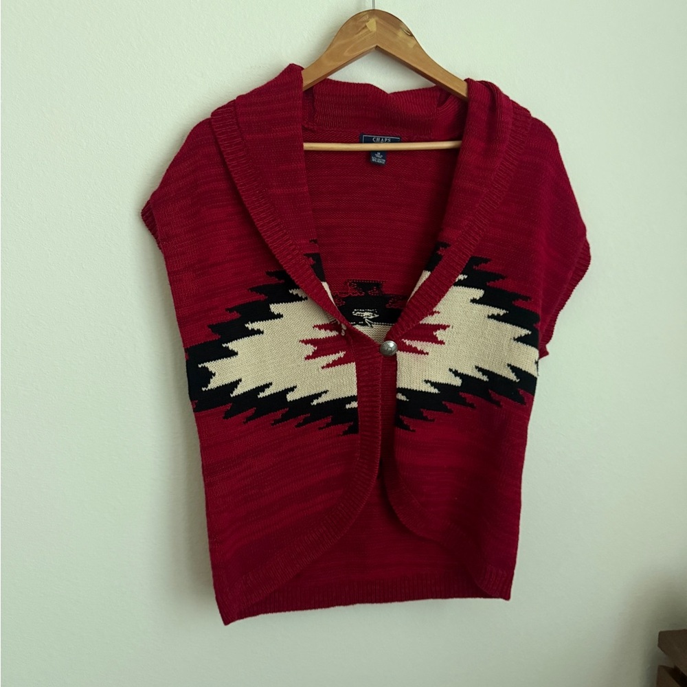 Chaps Red and Black Patterned Women's Sweater